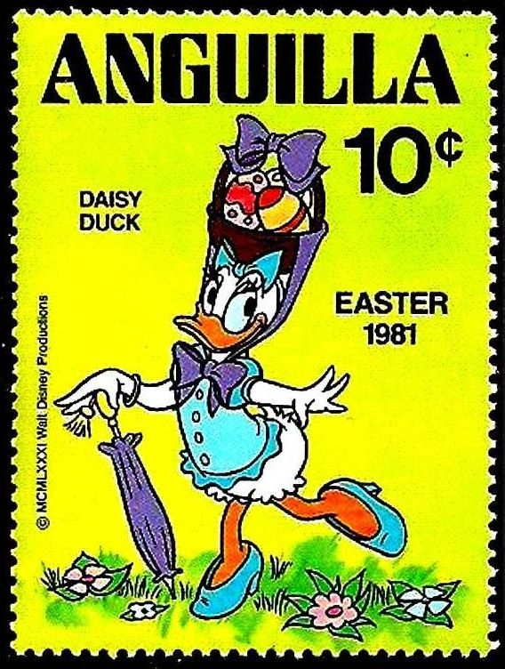 z vendido Anguilla 1981 Scott 440 Sello ** Walt Disney Easter Daisy Duck 10c 